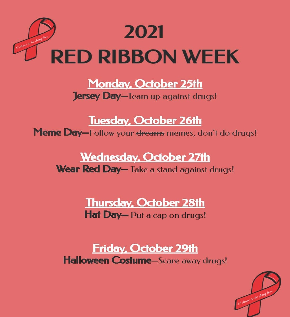 Red Ribbon Week - October 25-29, 2021